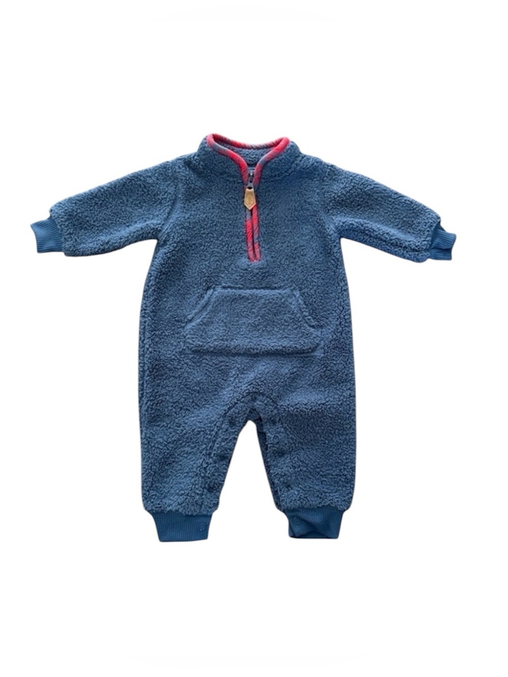 Carter's Fleece Sherpa Jumpsuit One Piece Half-Zip Blue Footless Size 3 Months
